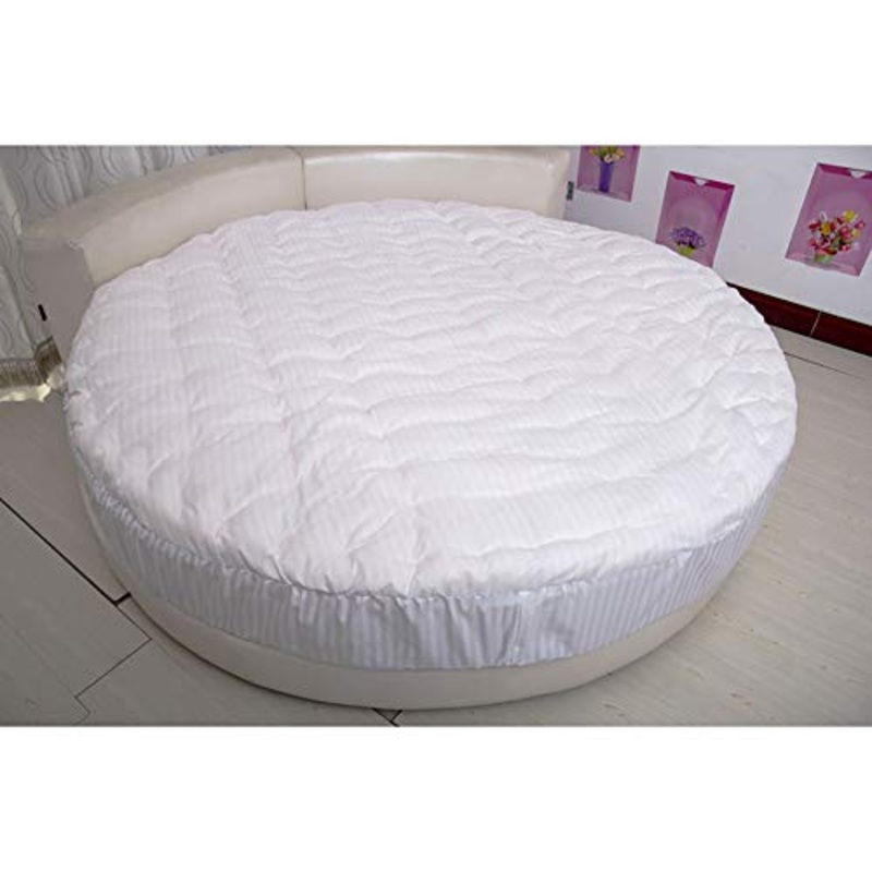 100% Cotone Trapuntato Futon Materasso Topper per Cerchio Letti,Compert Design Stuoie,Spesso Letto Rotondo Protettore del Materasso-Bianco 250cm(98inch)