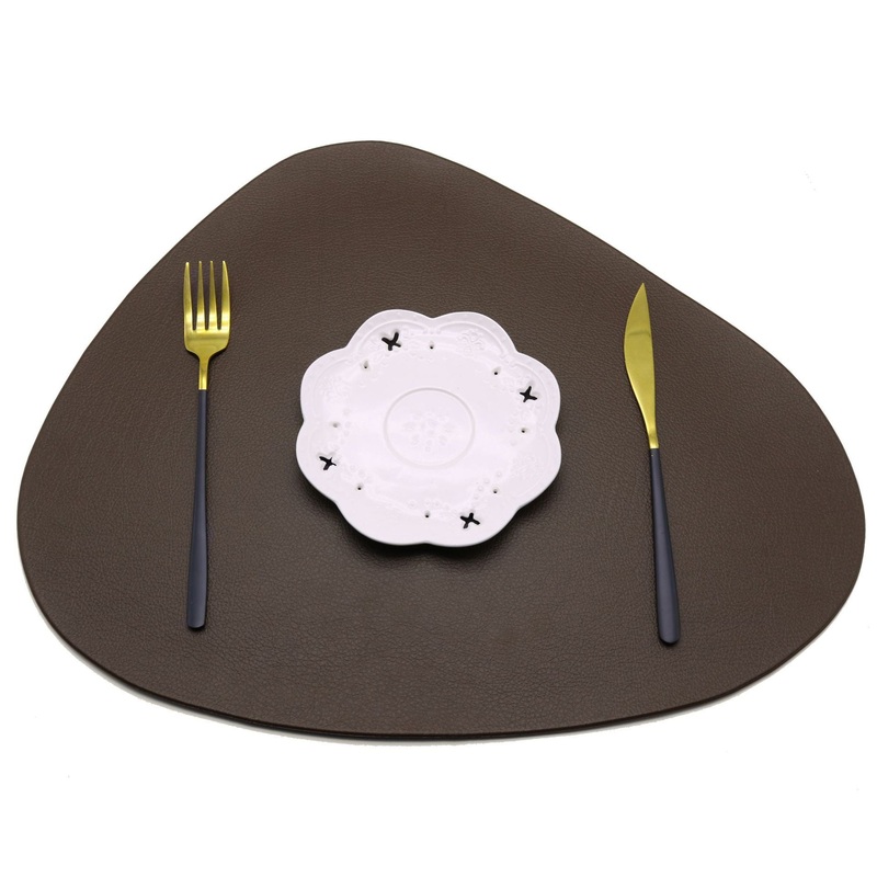 4 Pcs Coffee Nordic-Style PVC Leather Placemats Set of 4 – Waterproof, Heat-Resistant, and Oil-Proof Triangular Table Mats
