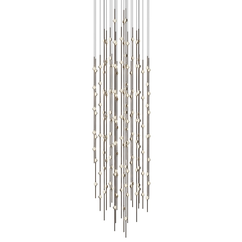 Constellation Andromeda 25″ Round LED Pendant Espresso Black with Clear Faceted Acrylic 3000K 20′ Adjustable Cord