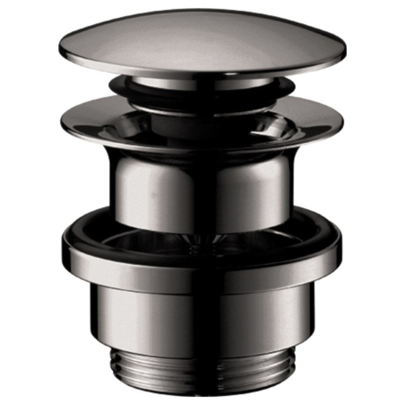 Drain Assembly Push-Open with Overflow Polished Black Chrome 1-1/4 Inch Brass