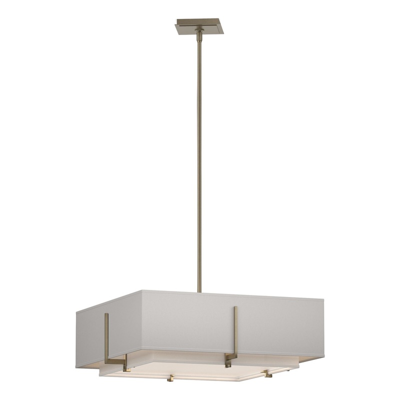 Exos Square Double Shade Pendant Soft Gold Natural Anna Inner Shade & Flax Outer Shade