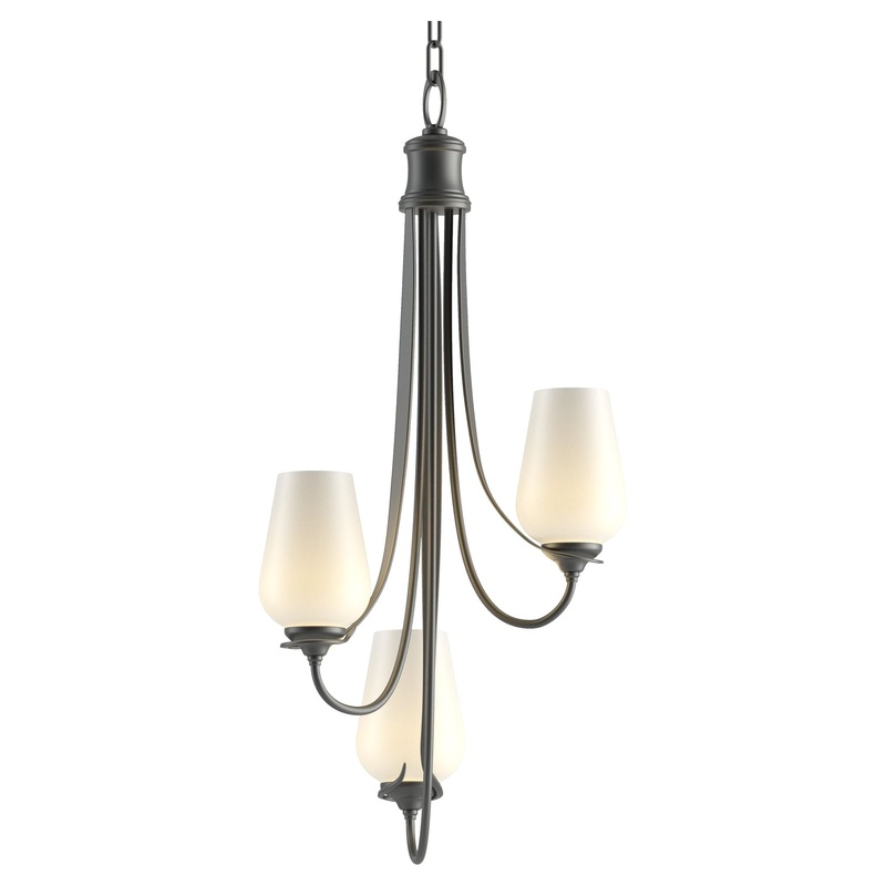 Flora 3-Arm Chandelier Black Opal Glass (GG)