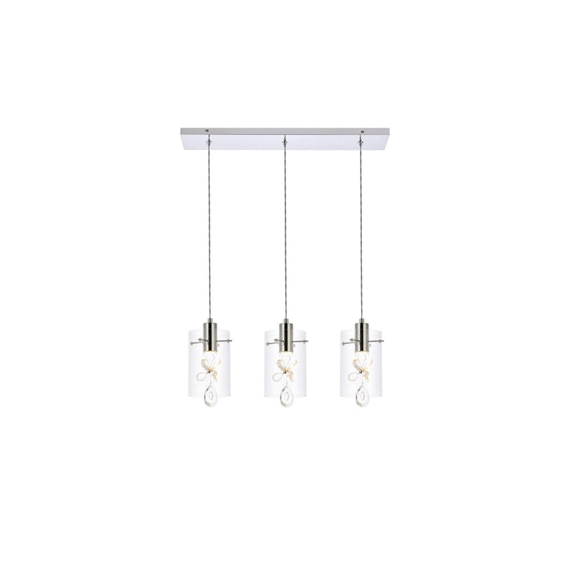 LED Pendant from the Hana Collection in Chrome Finish by Elegant Lighting