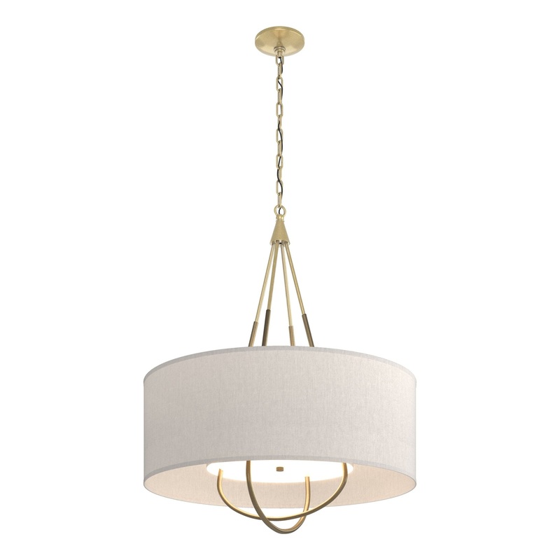 Loop Pendant Modern Brass Soft Gold Flax Shade (SE)