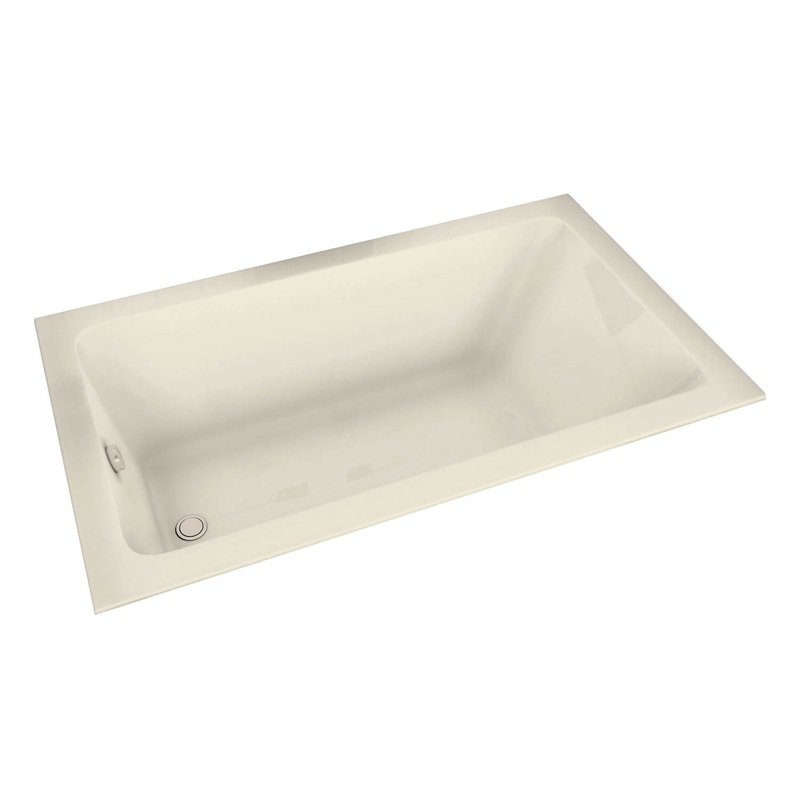 MAAX 105722-109-004 Skybox 6636 Acrylic Drop-in End Drain Combined Hydrosens & Aerosens Bathtub in Bone