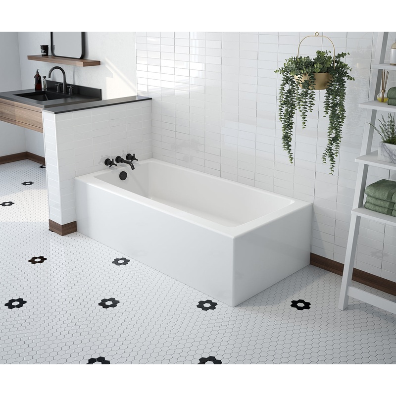 MAAX 106816-000-002-101 Mackenzie Corner Access 6030 AFR AcrylX Corner Left-Hand Drain Bathtub in White