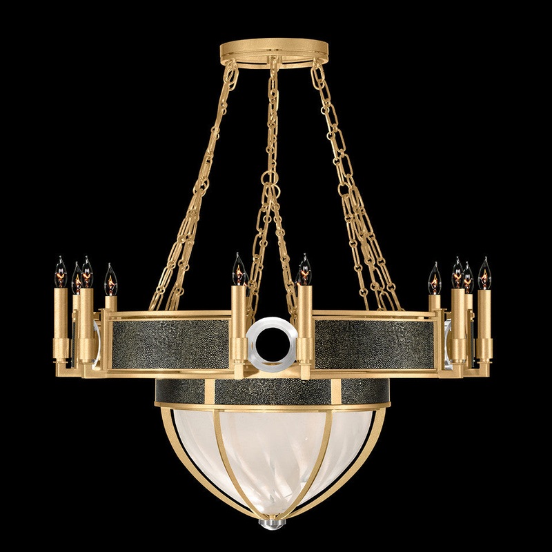 Mirage 35.75″W Round Chandelier Gold Leaf/Nickel/Black Knight