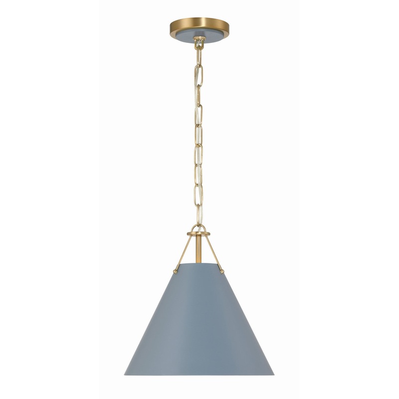 One Light Mini Pendant from the Xavier Collection in Vibrant Gold / Blue Finish by Crystorama