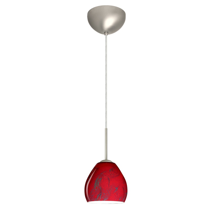 One Light Pendant from the Bolla Collection in Satin Nickel Finish by Besa