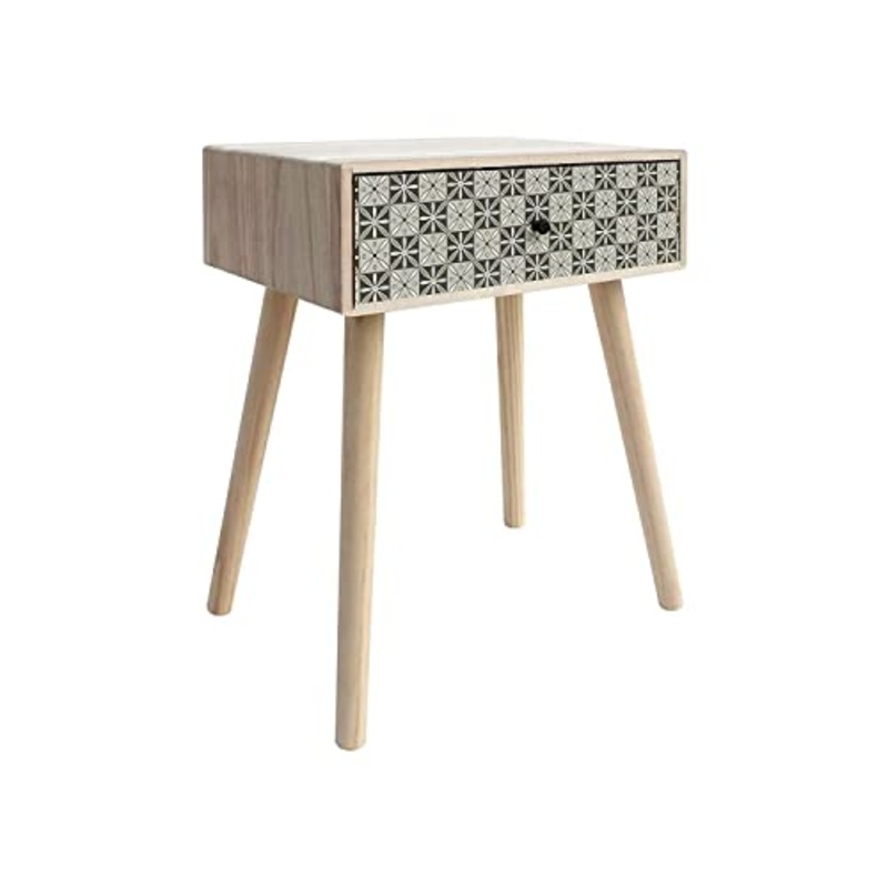 Rebecca Mobili Comodino 1 cassetto, tavolino da Divano Moderno, Legno, Marrone Chiaro Grigio, Soggiorno Camera da Letto – Misure: 57 x 45 x 30 cm (HxLxP) – Art. RE6117