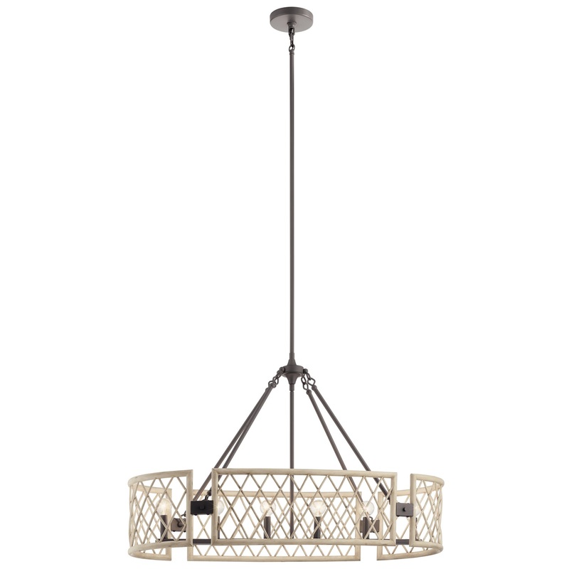 Six Light Chandelier from the Oana Collection in White Washed Wood Finish by Kichler