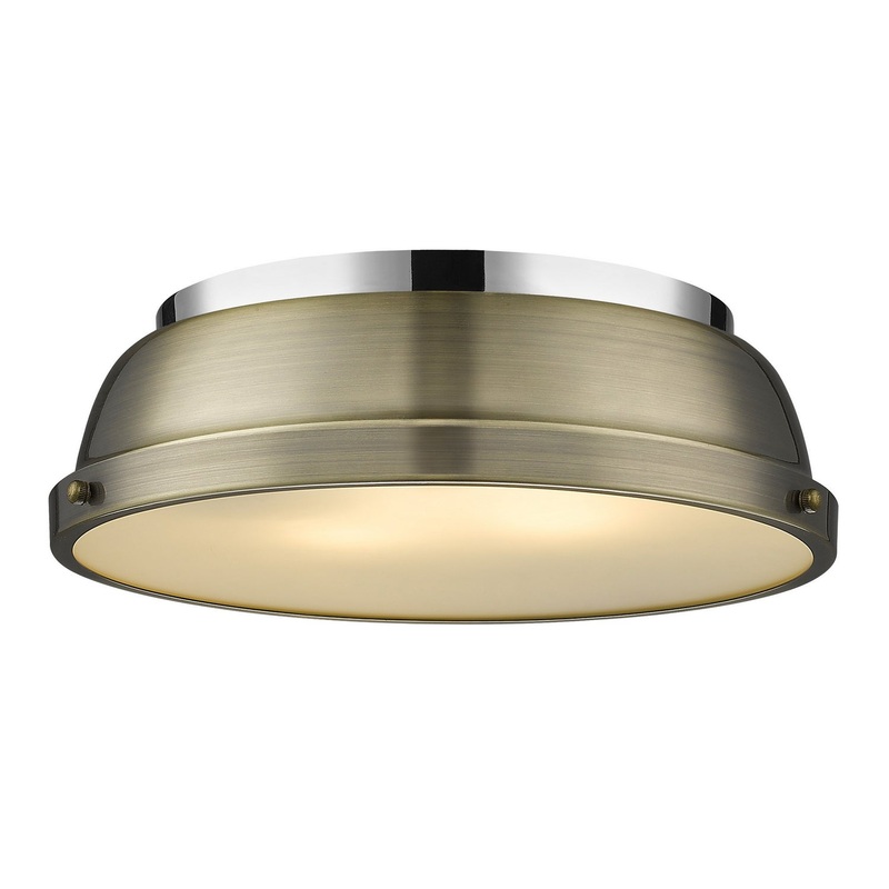 Two Light Flush Mount from the Duncan Collection in Chrome Finish by Golden