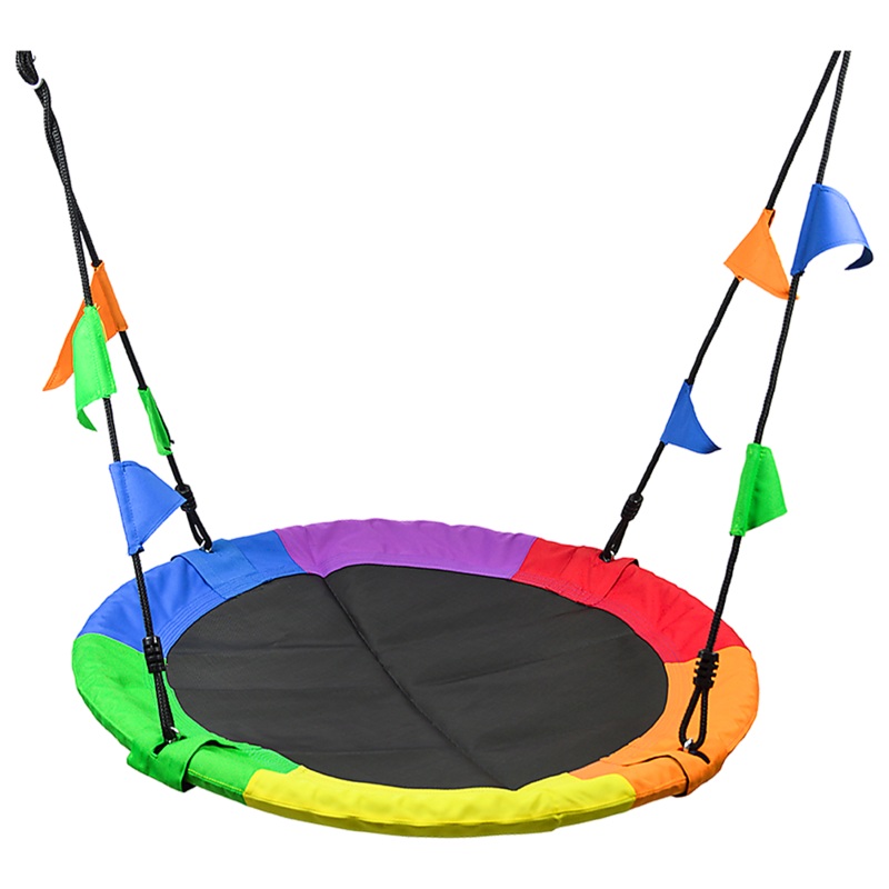 1m Tree Swing in Multi-Color Rainbow Kids Indoor/Outdoor Round Mat Saucer Swing