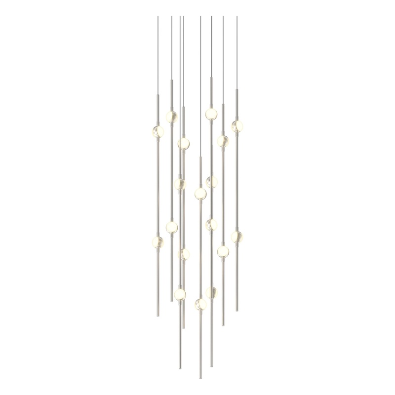 Aries 12″ Round LED Pendant Satin Nickel with White Optical Acrylic 3000K 20′ Adjustable Cord