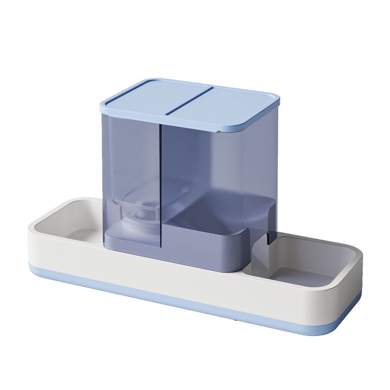 Blue 2-in-1 Automatic Pet Water and Food Dispenser – Gravity Feeder for Cats and Dogs