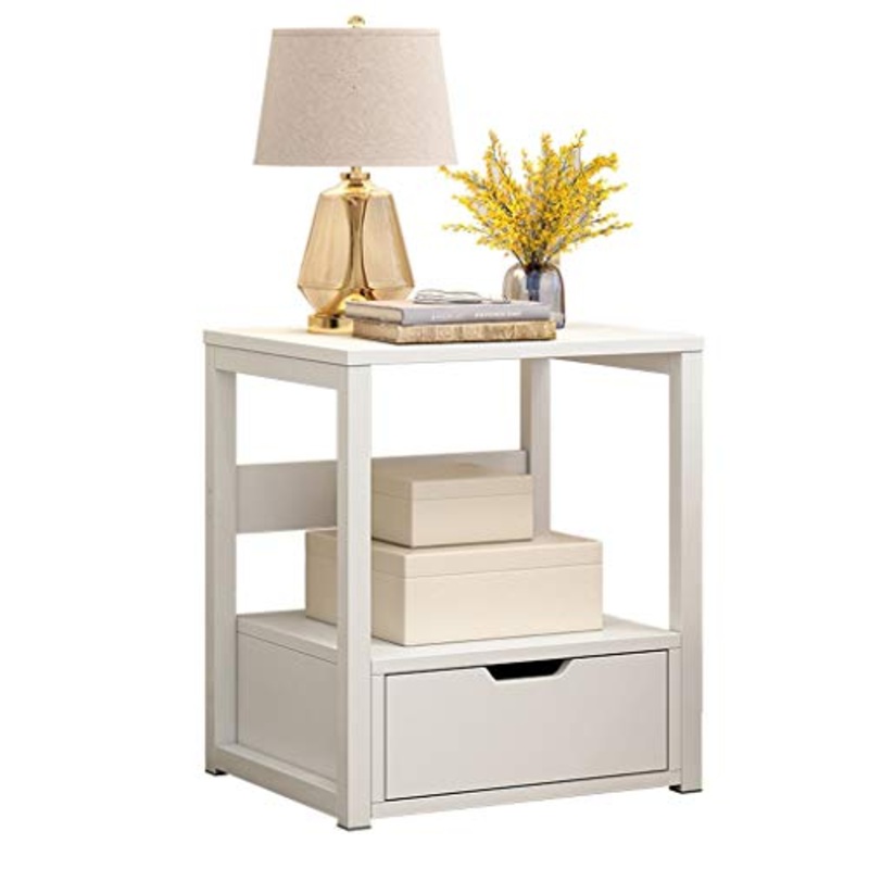 Comodino Studio Camera Addensare Domestica Locker Semplice di Legno Solido di pompaggio Bagno Corridoio 40X34X50cm FANJIANI (Color : White)