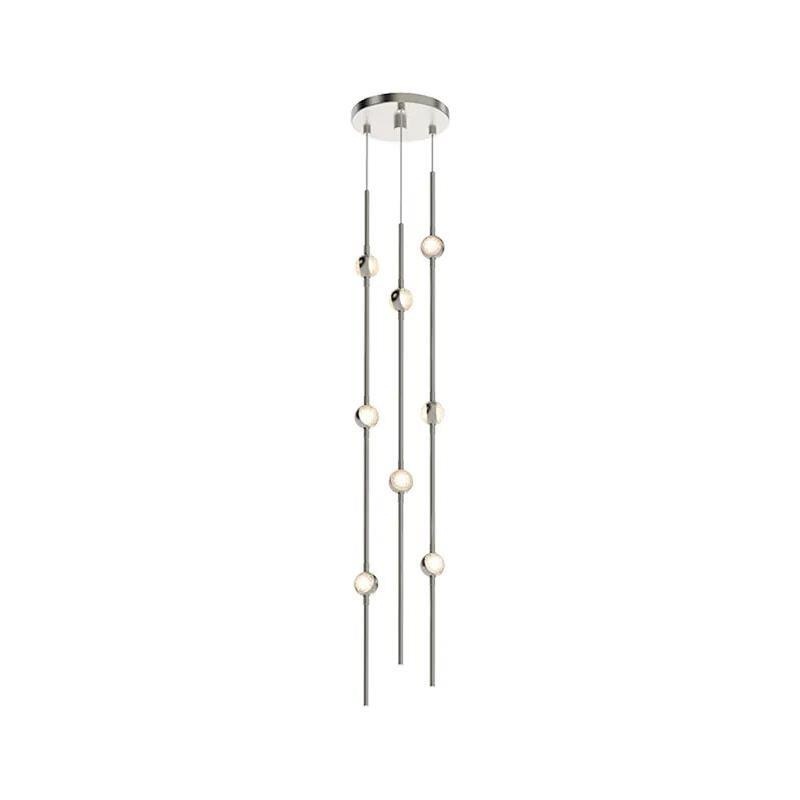 Constellation Andromeda Short 6″ Round LED Pendant Satin Nickel with Clear Faceted Acrylic 2700K 10′ Adjustable Cord