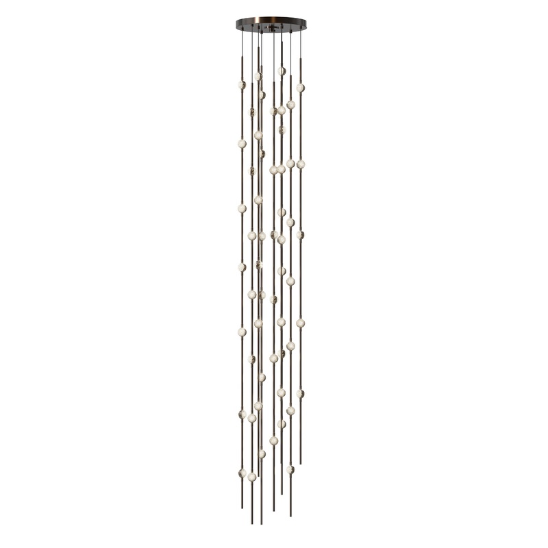 Constellation Andromeda Tall 12″ Round LED Pendant Espresso Black with Clear Faceted Acrylic 2200K 20′ Adjustable Cord