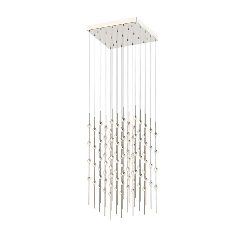 Constellation Cosmic Cube 20″ LED Pendant Satin Nickel with Clear Faceted Acrylic 2700K 20′ Adjustable Cord