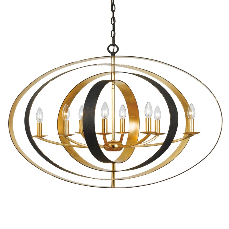 Crystorama 588-EB-GA Luna Eight Light Chandelier English Bronze / Antique Gold