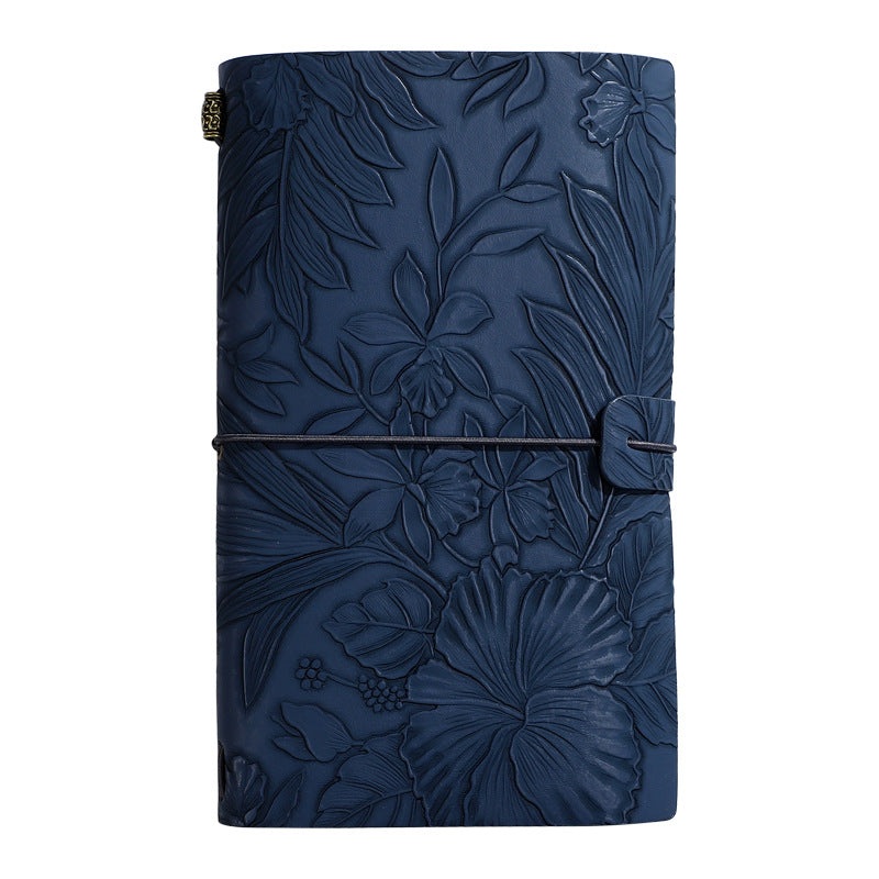 Dark blue 2-Pack Vintage Floral Embossed PU Leather Journals – 192 Pages Each