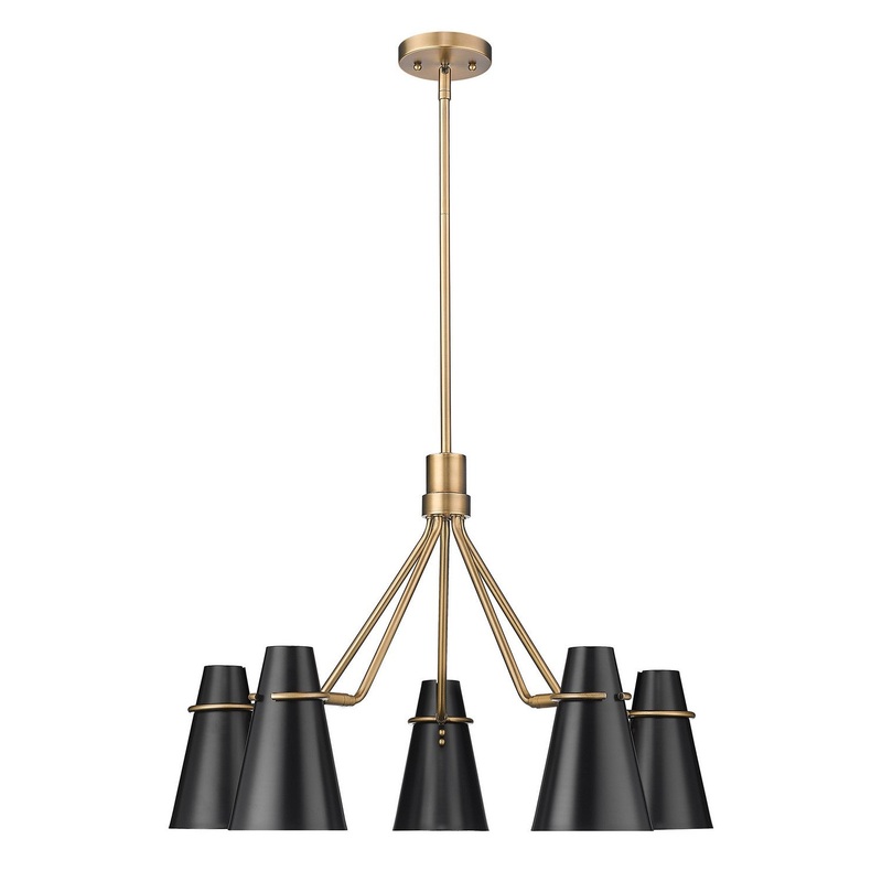 Five Light Chandelier from the Reeva Collection in Modern Brass Finish by Golden