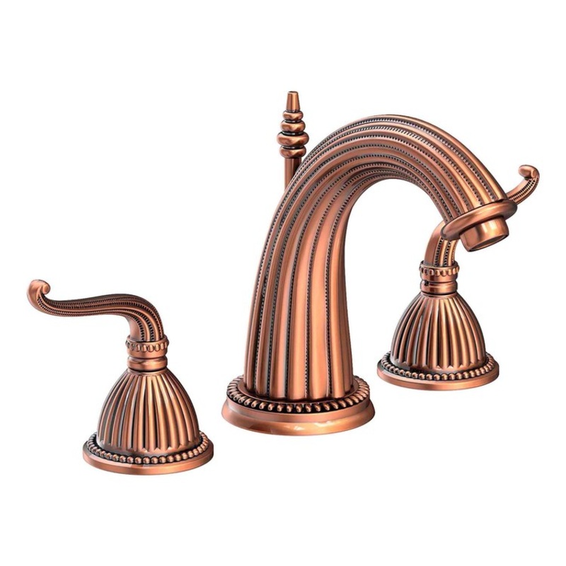 Lavatory Faucet Alexandria Widespread 8 to 20 Inch Spread 2 Lever ADA Antique Copper 1.2 Gallons per Minute Brass Spout Height 4-11/16 Inch