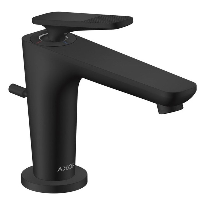 Lavatory Faucet Citterio C 90 1 Lever Cubic Cut ADA WaterSense Matte Black 1.2 Gallons per Minute Deck Mount Pop-Up 1 Hole CoolStart EcoRight AirPower Comfort Zone