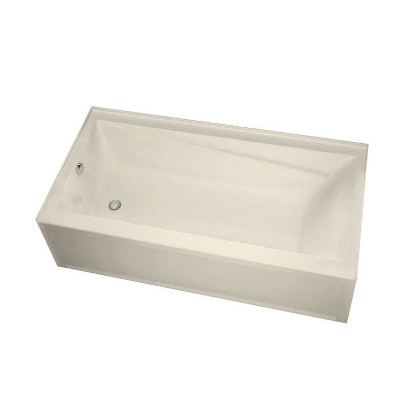 MAAX 105519-R-097-004 Exhibit 6030 IFS Acrylic Alcove Right-Hand Drain Combined Whirlpool & Aeroeffect Bathtub in Bone
