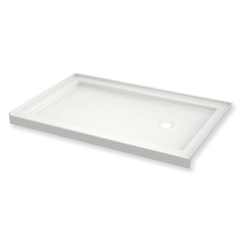 MAAX 410006-501-001-001 B3Round 6036 Acrylic Alcove Shower Base in White with Left-Hand Drain