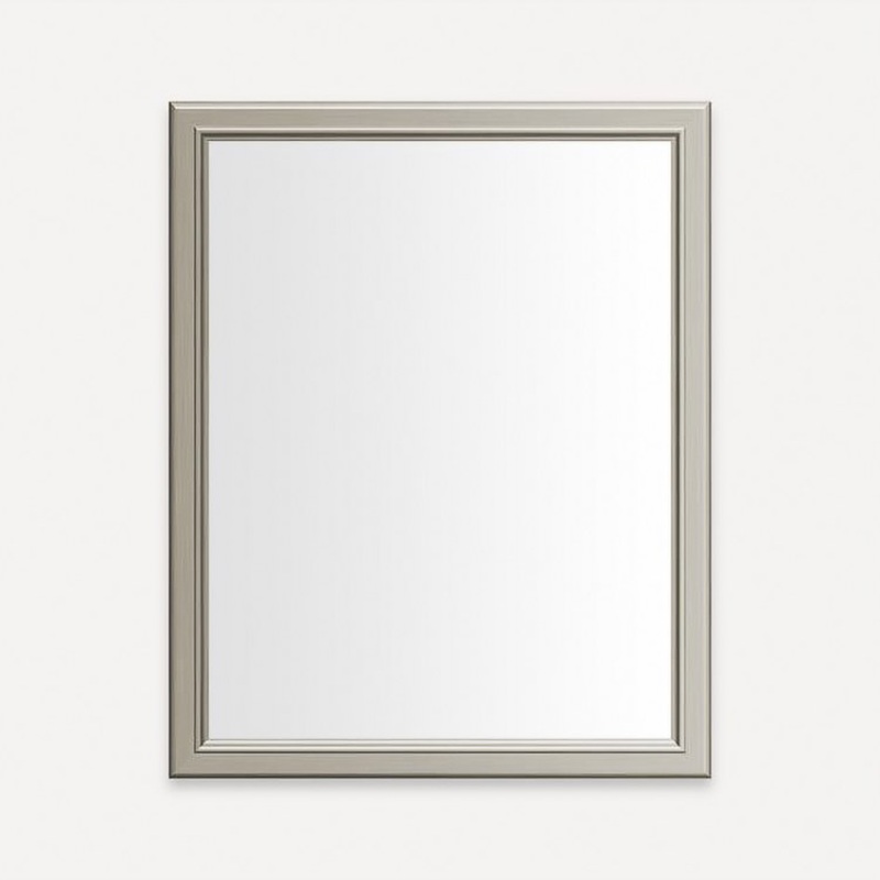 Medicine Cabinet Main Line 24W x 30H Inch 1 Doors Framed Mirror Nickel Flat Top Reversible Bryn Mawr Frame Slow Close Hinges Sliding Magnification Mirror Magnetic Strip Interior Lighting USB Charging ports Electrical Outlets Phone Holder