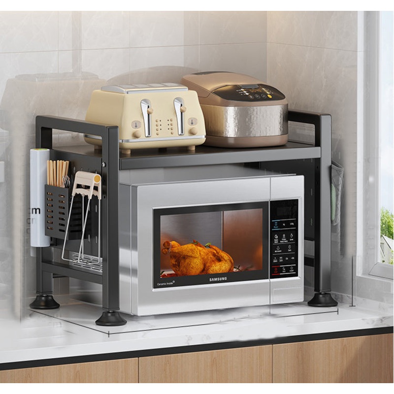 Multifunctional Microwave Shelf Storage Cutlery Tray Spice Holder Kitchen Rack Black