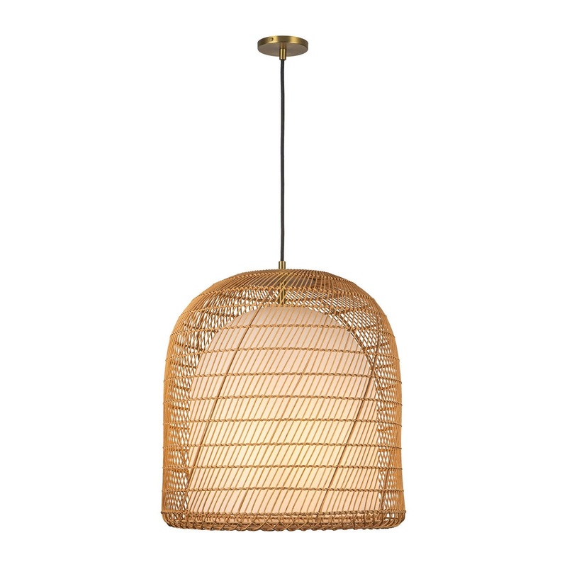 One Light Pendant from the Bondi Collection in Brushed Gold/Opal Glass Finish by Alora