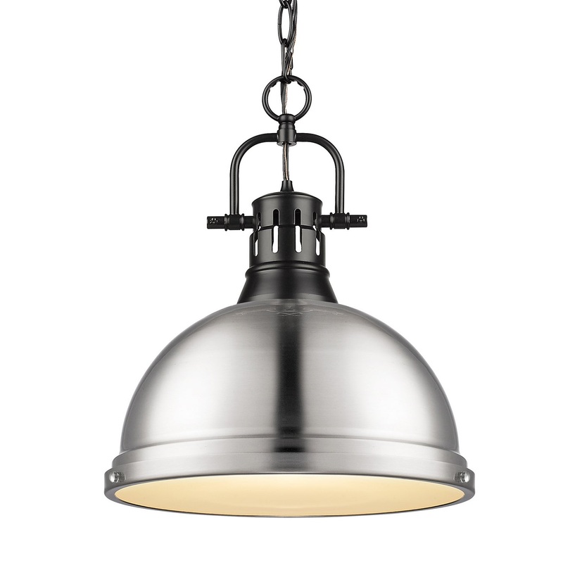 One Light Pendant from the Duncan Collection in Matte Black Finish by Golden