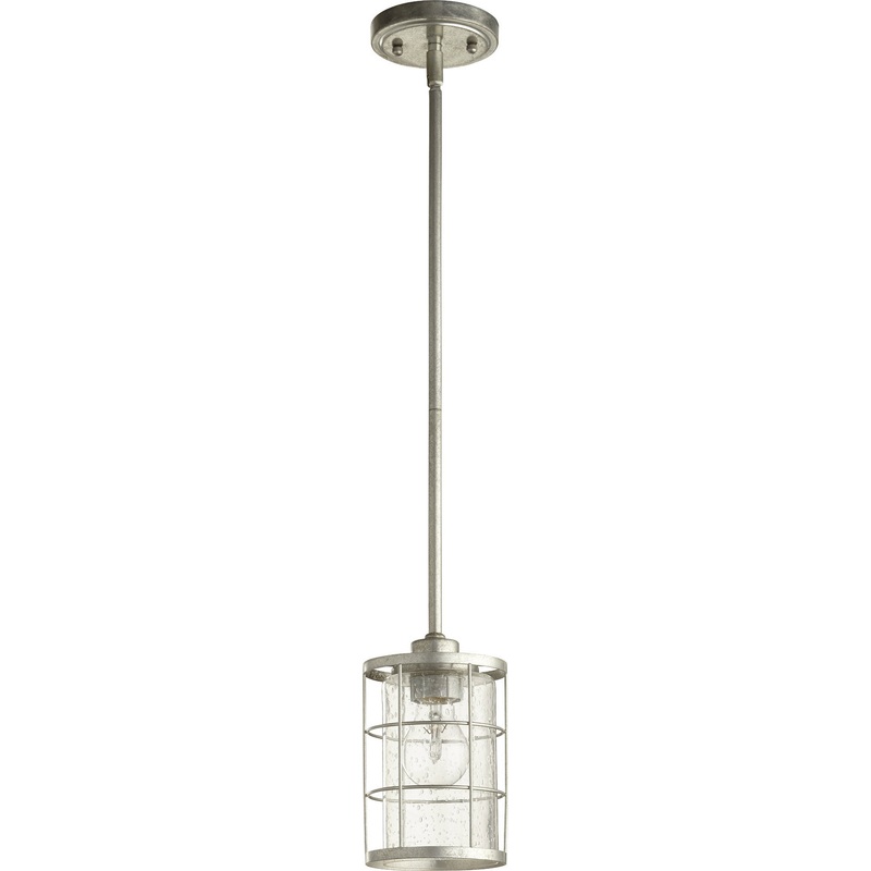 One Light Pendant from the Ellis Collection in Tumbled Steel Finish by Quorum