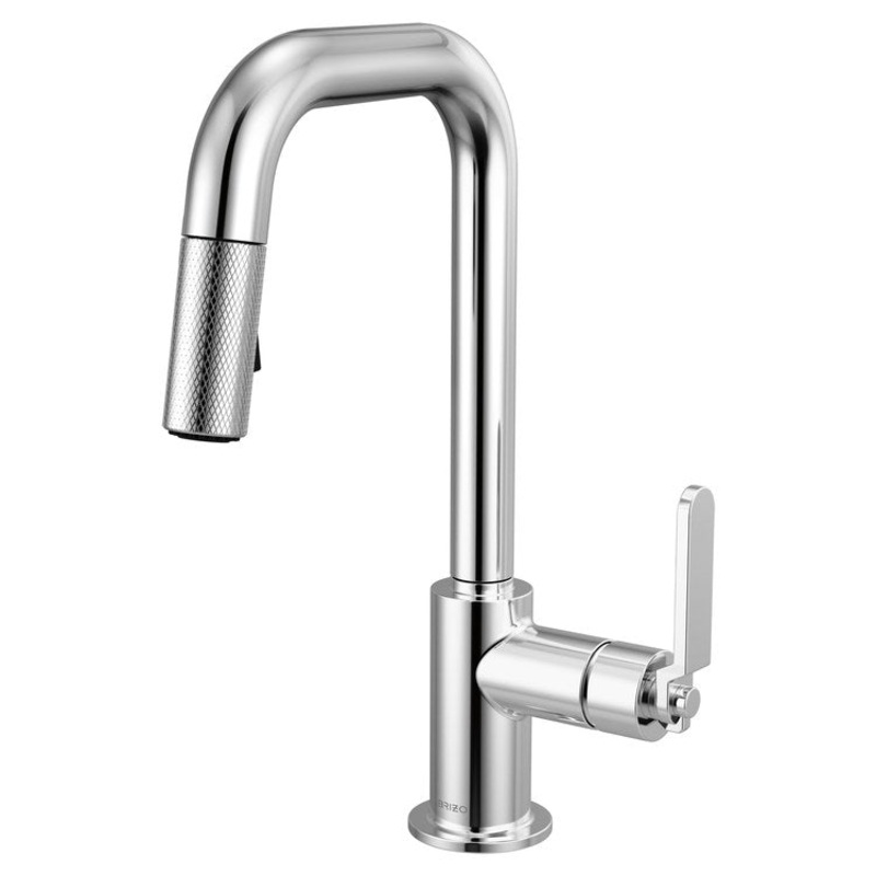 Prep Faucet Litze 1 Industrial Handle ADA Polished Chrome Pull Down Dual Function Square 360 DEG Swivel 1.8 Gallons per Minute