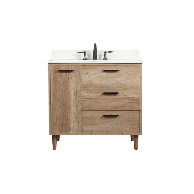 Single Bathroom Vanity from the Baldwin Collection in Natural Oak Finish by Elegant Lighting