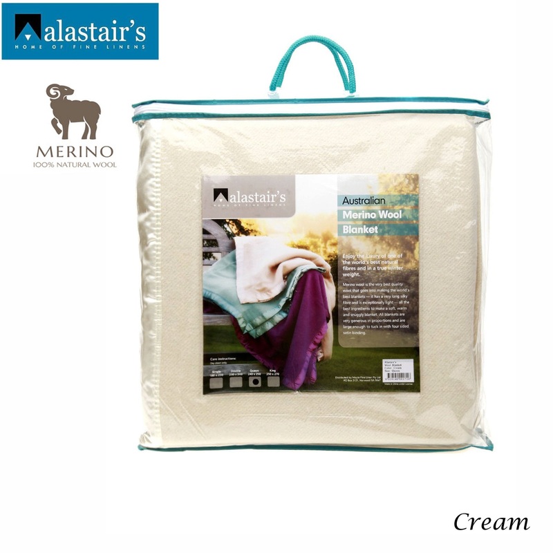 Alastairs 375GSM Australian Merino Wool Blanket Cream – Single