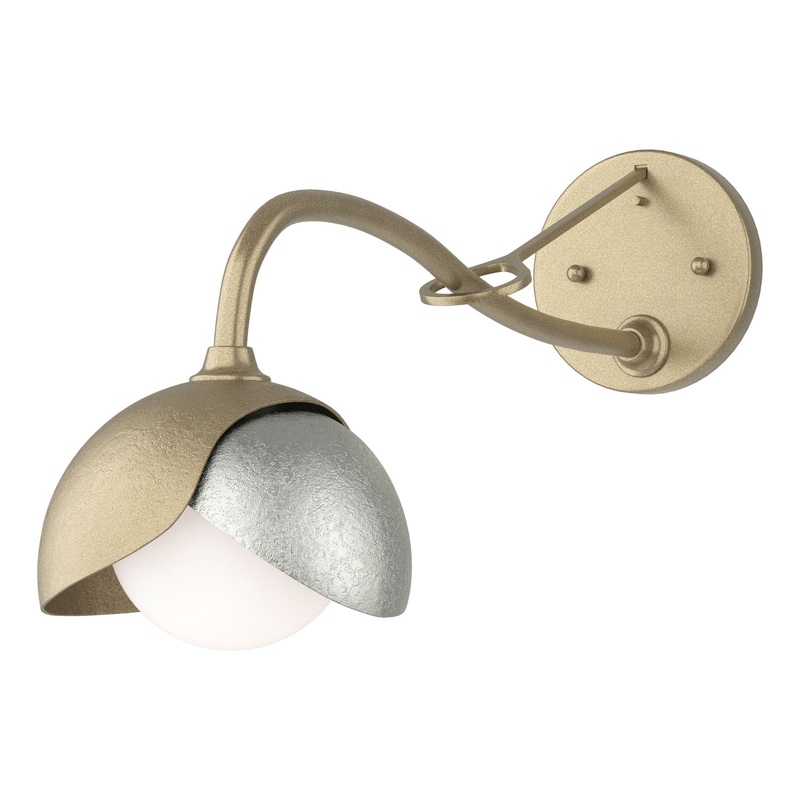 Brooklyn 1-Light Double Shade Long-Arm Sconce Soft Gold Sterling