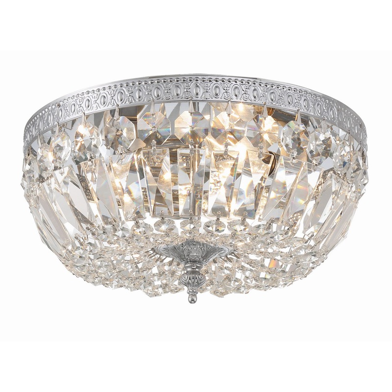 Crystorama 712-CH-CL-MWP Ceiling Mount Three Light Flush Mount Polished Chrome