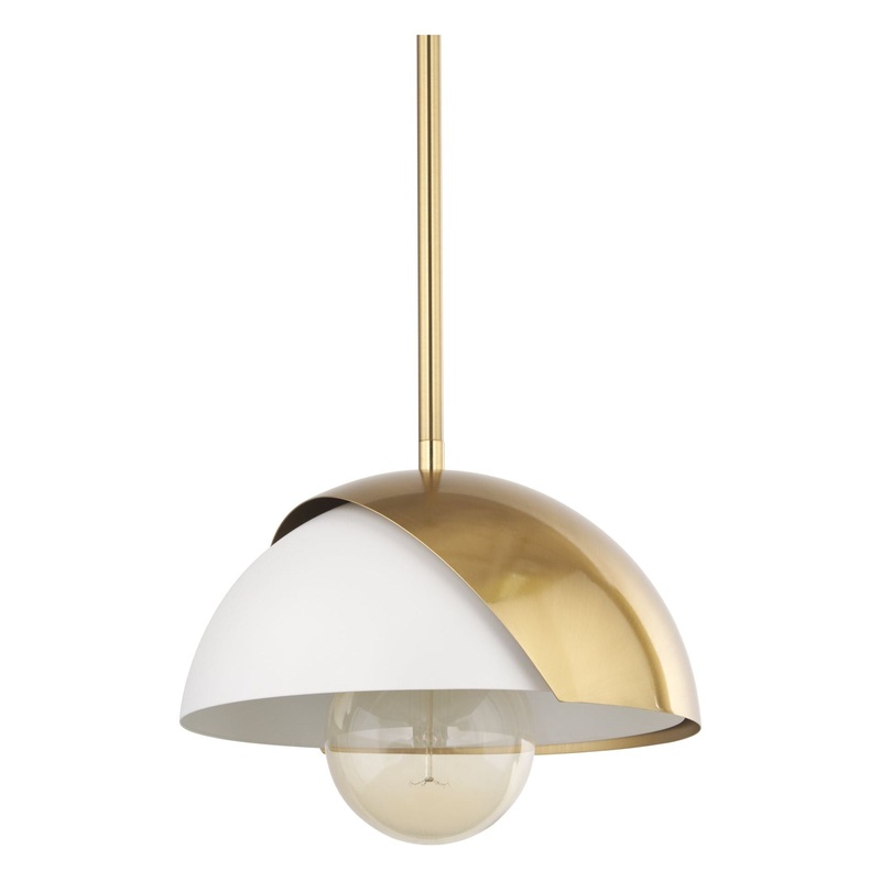 Cybill Pendant Matte White | Gold Metal