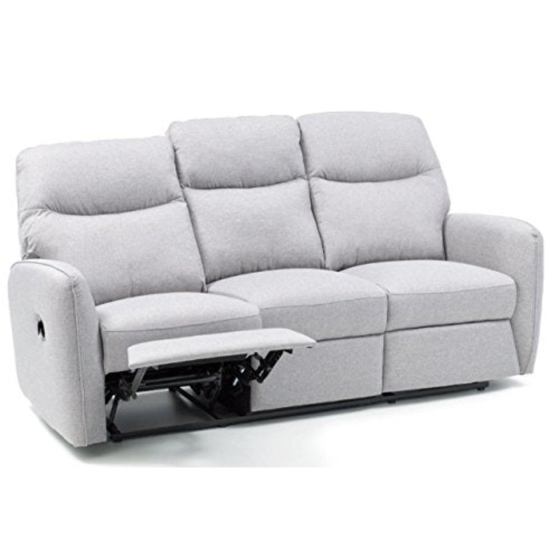 Divano Divanetto 3 Posti con Reclinatore Manuale in Tessuto Grigio My Living Kube