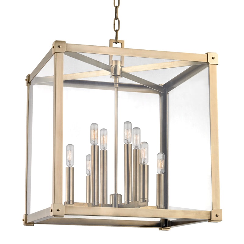 Eight Light Pendant from the Forsyth Collection in Aged Brass Finish by Hudson Valley