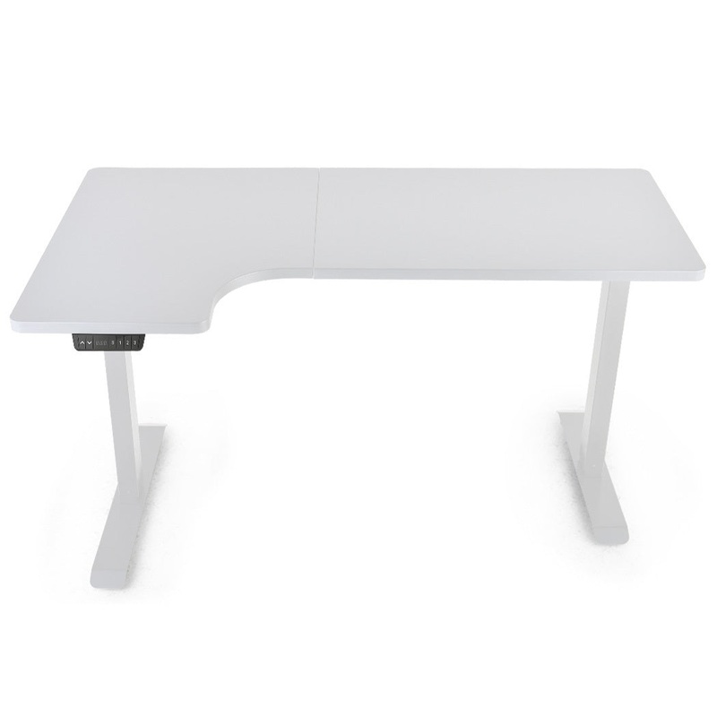 FORTIA 145W x 60D x 85D Dual-Motor 80kg Load Adjustable Sit-Stand Up L-Hand Sided Corner Desk – White/White Frame
