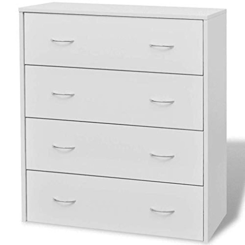 GOTOTOP Credenza con 4 Cassetti,Armadio Laterale,Cassettiera Moderno,Libreria in truciolato + MDF,per salotto,sala da pranzo,corridoio,60×30,5×71 cm -Bianco
