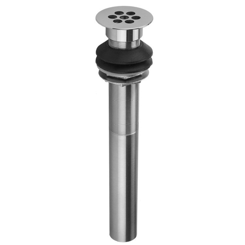 Lavatory Drain Wide Hole Grid Less Overflow 1-1/2 Inch Satin Nickel for Vessel Sinks 10-4/9 Inch Length