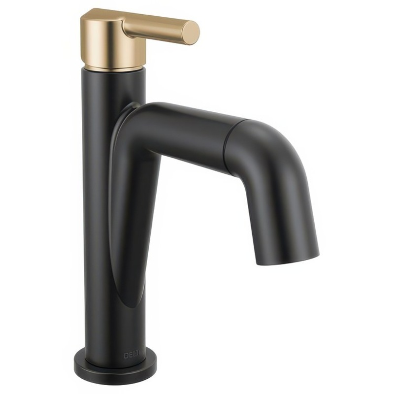 Lavatory Faucet Nicoli 1 Lever ADA WaterSense Matte Black/Champagne Bronze 1.2 Gallons per Minute Deck Mount Pop-Up 1 Hole