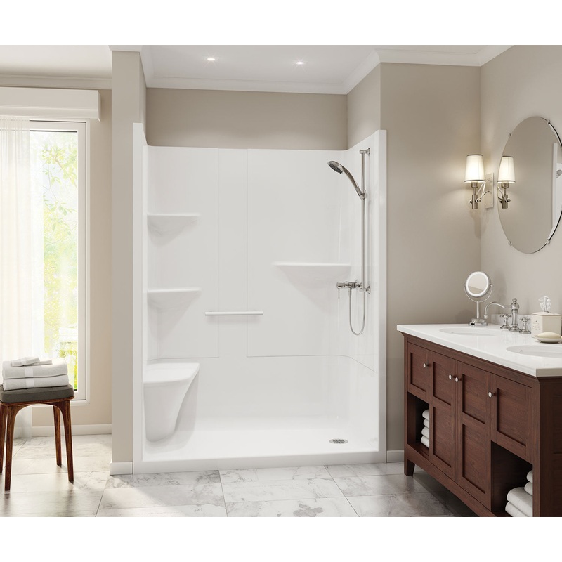 MAAX 105921-RL-000-001 Camelia SH-6034 Acrylic Alcove Left-Hand Drain One-Piece Shower in White