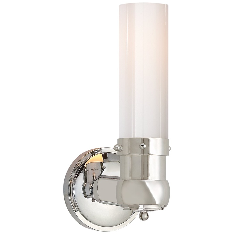 One Light Bath Sconce from the Graydon Bath Light Collection in Polished Nickel Finish by Visual Comfort Signature