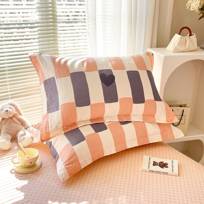 Orange Stripes 100% Cotton Pillowcase Set (Pack of 2) – Breathable Standard Size 48x74cm Pure Cotton Pillow Covers